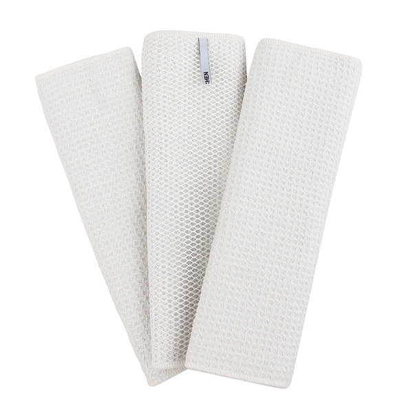 Everplush Company Recycled Honeycomb Dish Cloths W/ Mesh Scrub For Kitchen 3-Pack Towels White