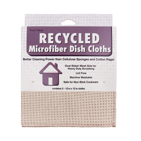 Everplush Company Recycled Honeycomb Dish Cloths W/ Mesh Scrub For Kitchen 3-Pack Towels Fossil