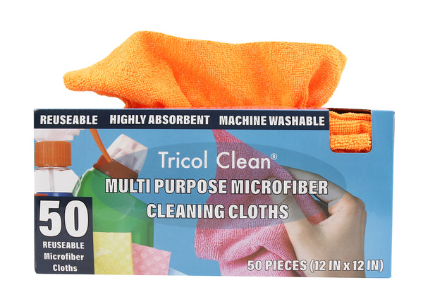 Everplush Company Tricol Clean 50 PK Edgeless Microfiber Cleaning Rag In Dispenser Box
