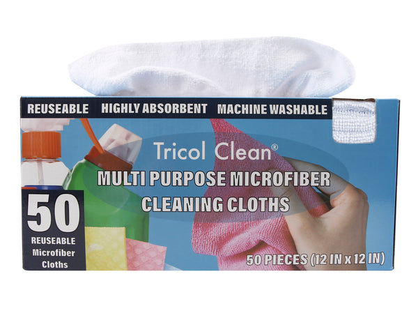 Everplush Company Tricol Clean 50 PK Edgeless Microfiber Cleaning Rag In Dispenser Box