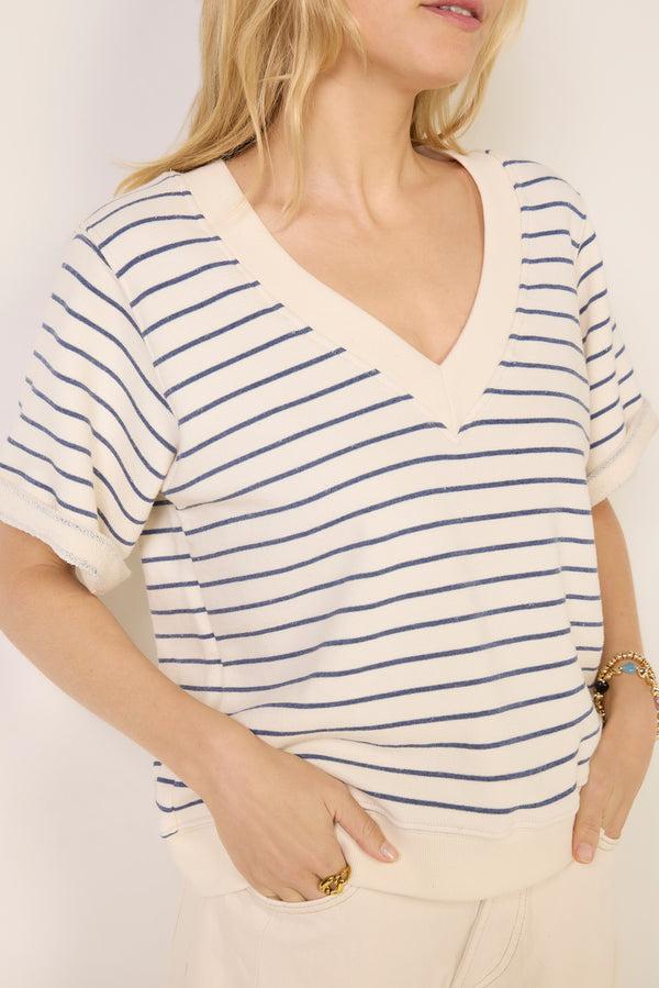 Everve Briggs Stripe Short Sleeve Sweatshirt Naturalstripe