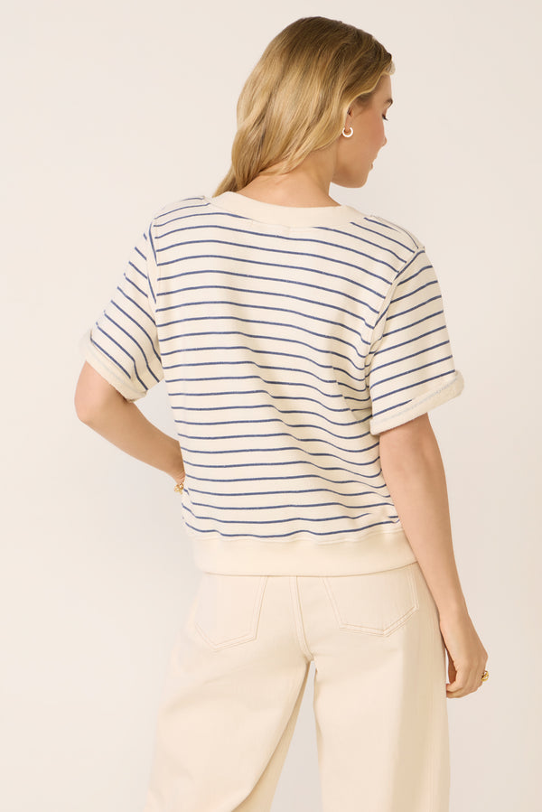 Everve Briggs Stripe Short Sleeve Sweatshirt Naturalstripe
