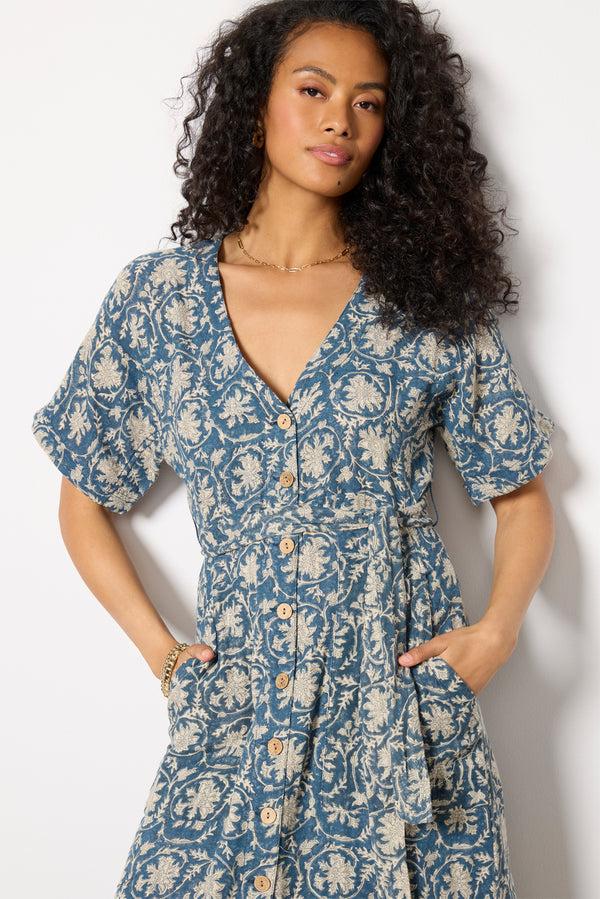 Everve Dune Cotton Gauze Camille Midi Dress Tranquiltidesprint