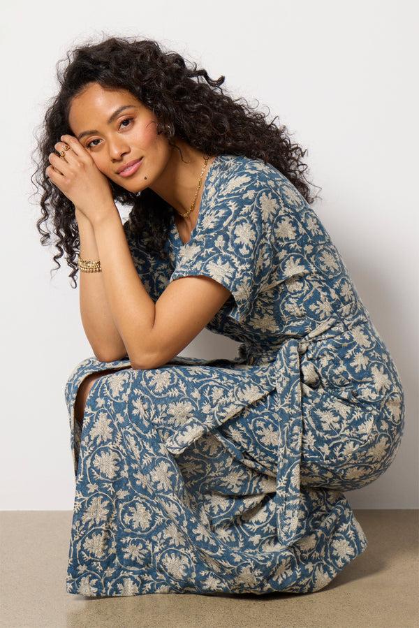 Everve Dune Cotton Gauze Camille Midi Dress Tranquiltidesprint