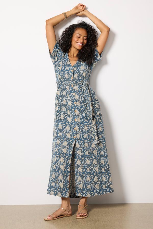 everve Dune Cotton Gauze Camille Midi Dress Tranquiltidesprint