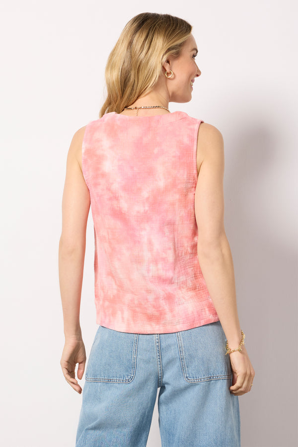 Everve Dune Cotton Gauze Sleeveless Pullover Coralskiestiedye