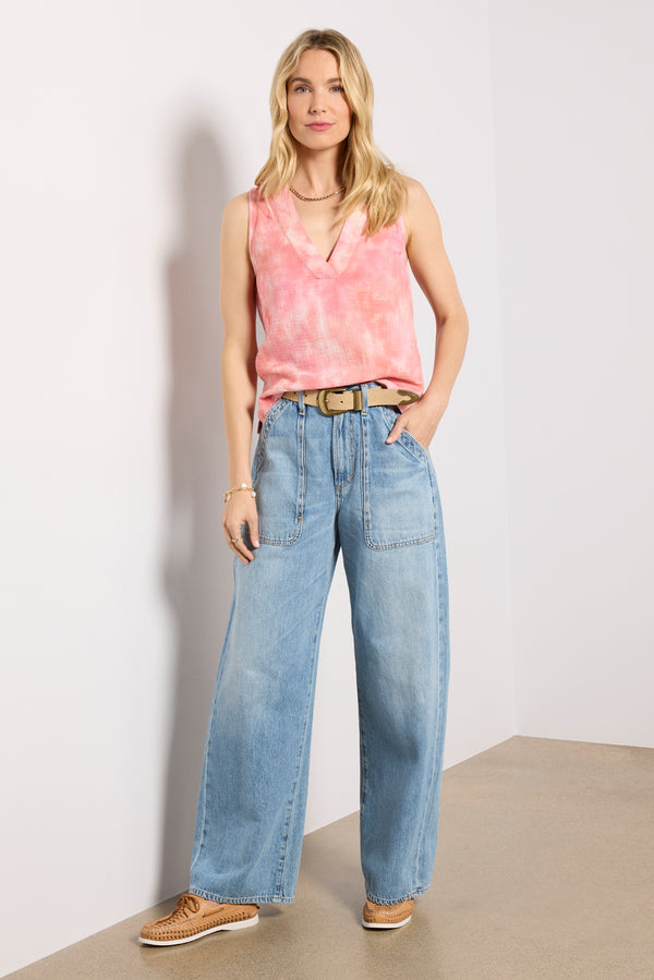 everve Dune Cotton Gauze Sleeveless Pullover Coralskiestiedye