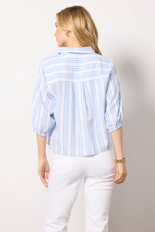 Everve Addison Top Steelblue/White