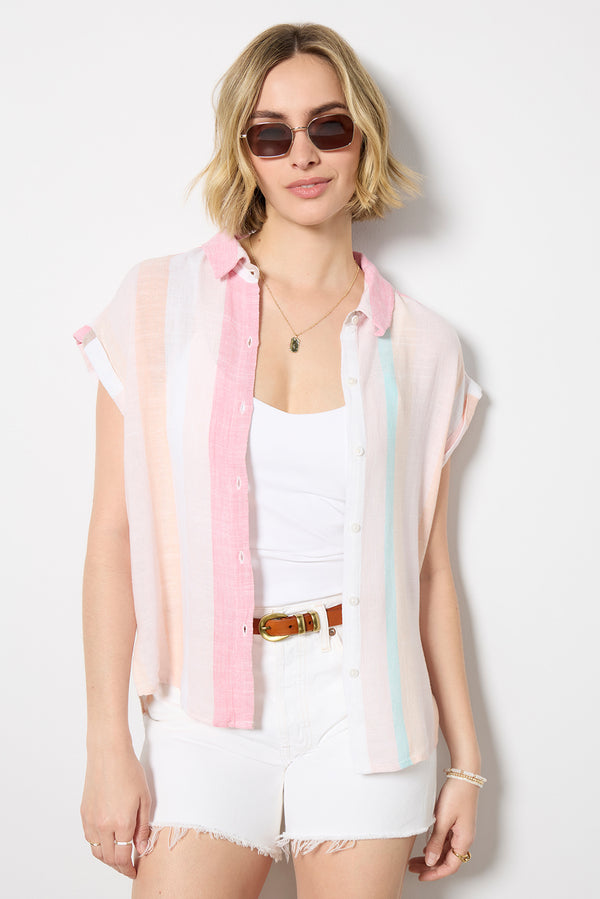 Everve Adrianne Top Carnationmultistripe