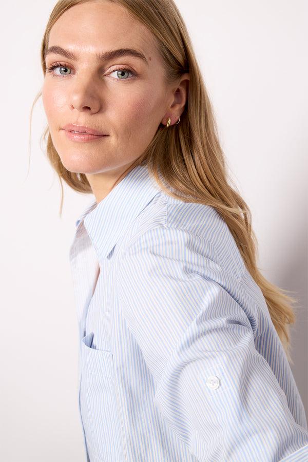 Everve Aiden Crop Shirt Bluestripe