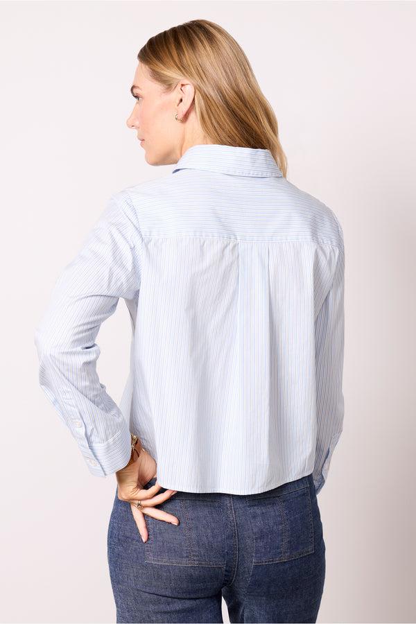 Everve Aiden Crop Shirt Bluestripe