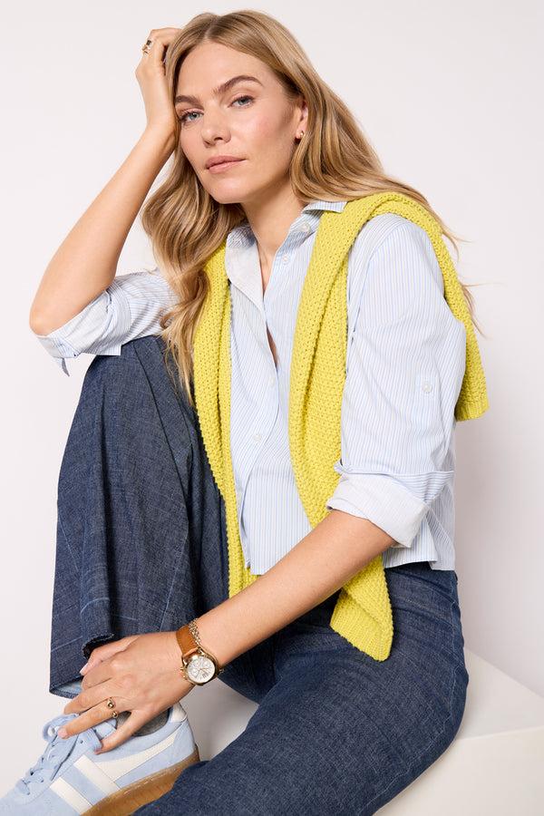 everve Aiden Crop Shirt Bluestripe