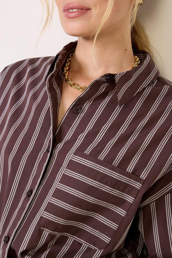 everve Aiden Crop Shirt Chocolate/Cream