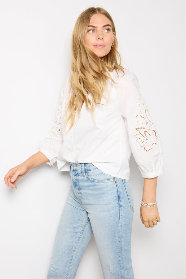 everve Ainsley Eyelet Sleeve Top White