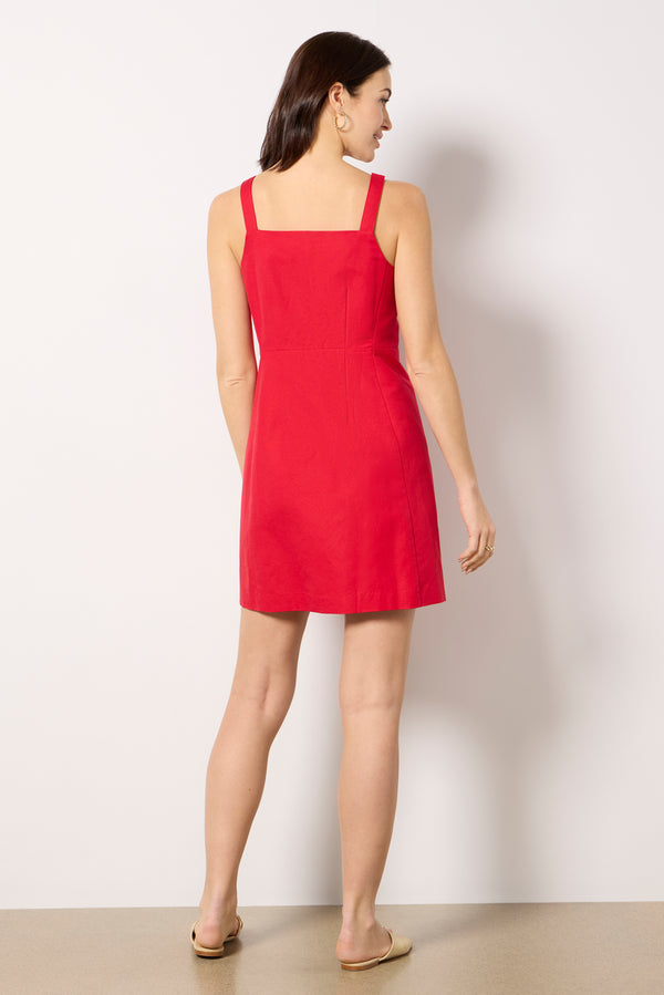 Everve Alexis Linen Cotton Dress Crimson