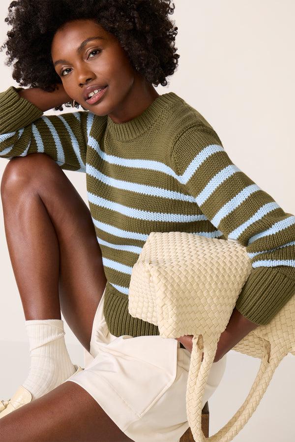 Everve Alise Pullover Oliveskystripe