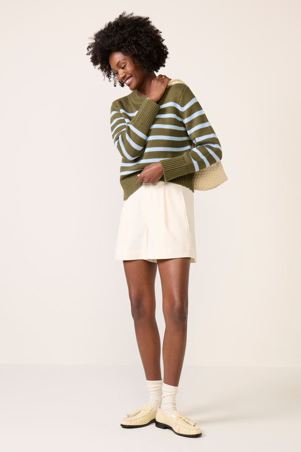 Everve Alise Pullover Oliveskystripe