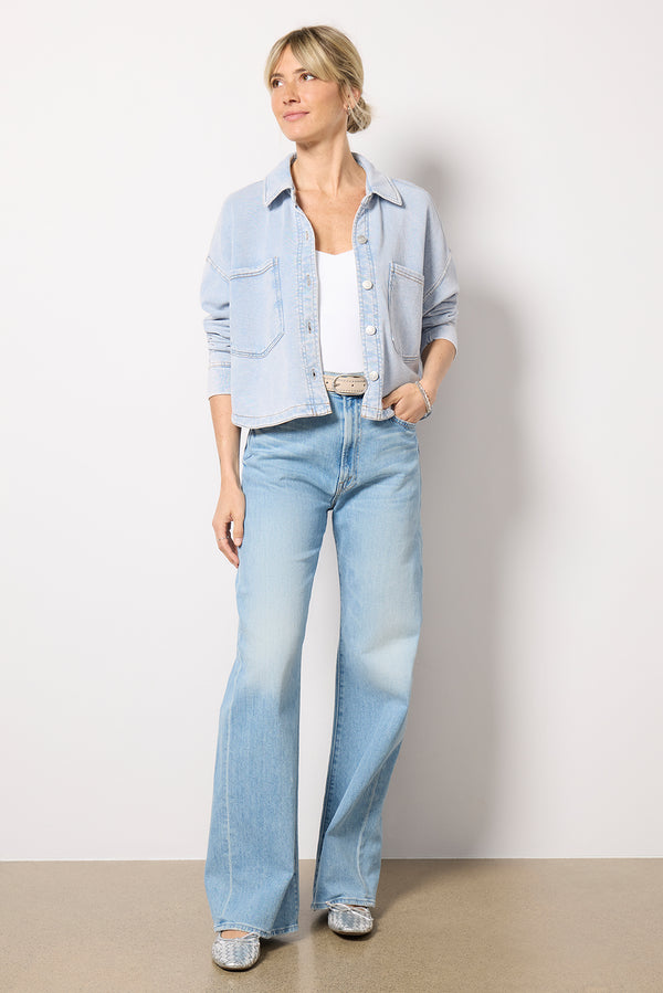 Everve All Day Cropped Knit Jacket Washedindigo