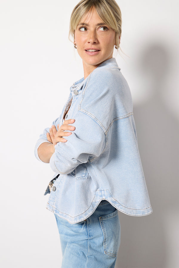 everve All Day Cropped Knit Jacket Washedindigo