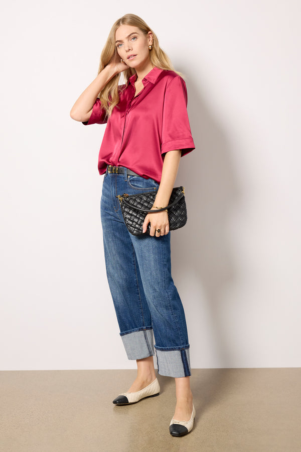 Everve Aly Satin Shirt Sangria