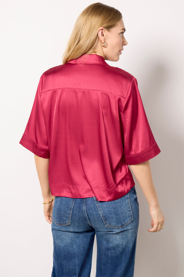 Everve Aly Satin Shirt Sangria