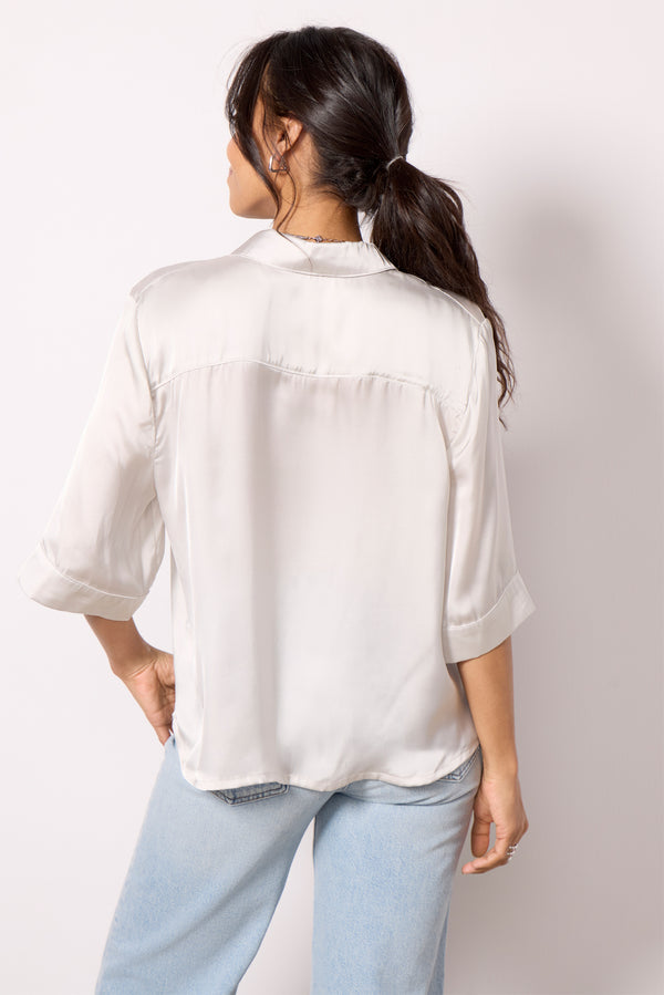 Everve Aly Satin Shirt Silver