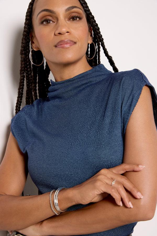 Everve Amara Shine Top Nocturnalmetallic