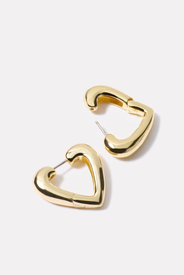 Everve Amour Heart Hoops Gold