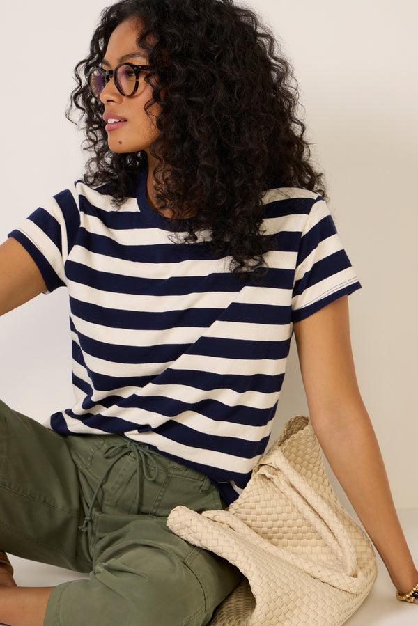 Everve Anais Stripe Tee Navy
