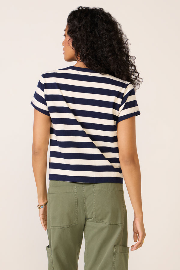 Everve Anais Stripe Tee Navy