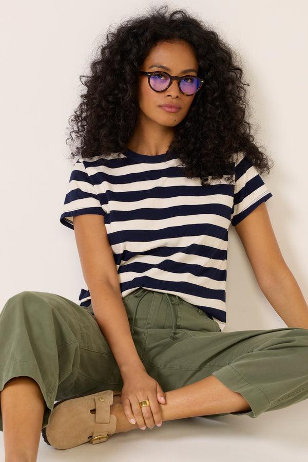 everve Anais Stripe Tee Navy