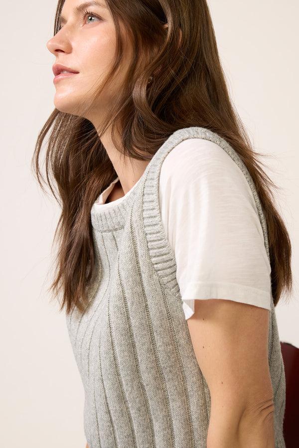 Everve Andy Two-fer Pullover Lightgrey/White