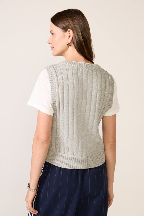 Everve Andy Two-fer Pullover Lightgrey/White