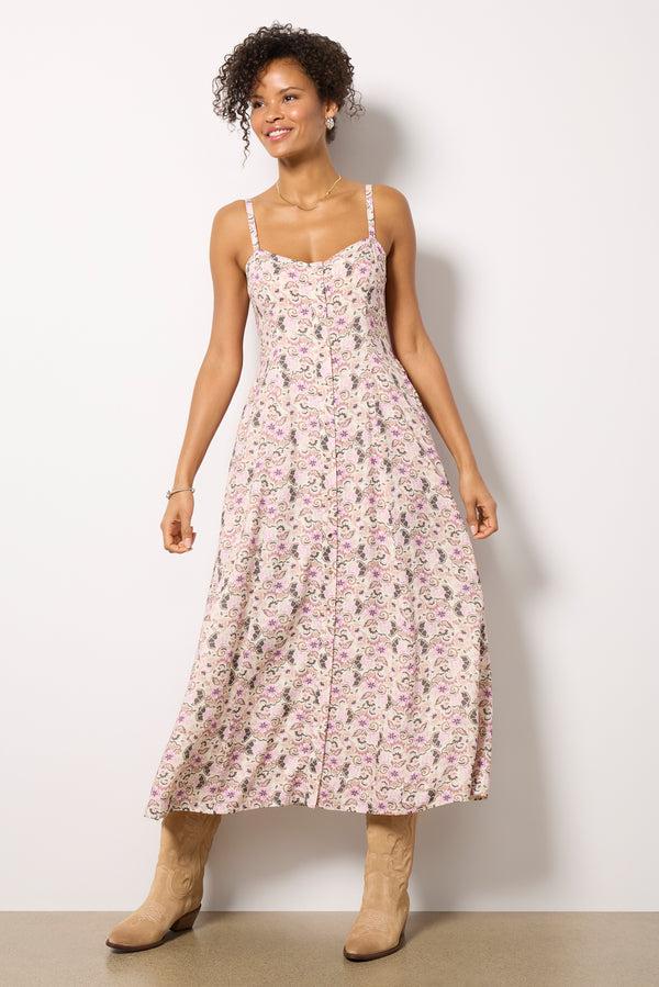 Everve Angel Eyes Toile Midi Dress Sand