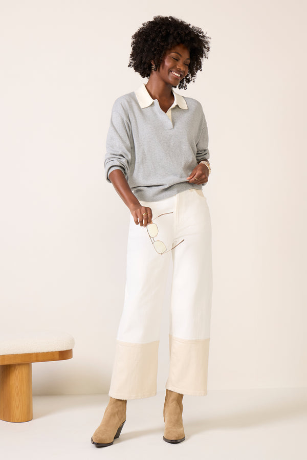 Everve Angelina Polo Sweater Greyflannel