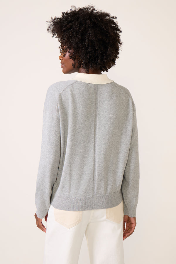 Everve Angelina Polo Sweater Greyflannel