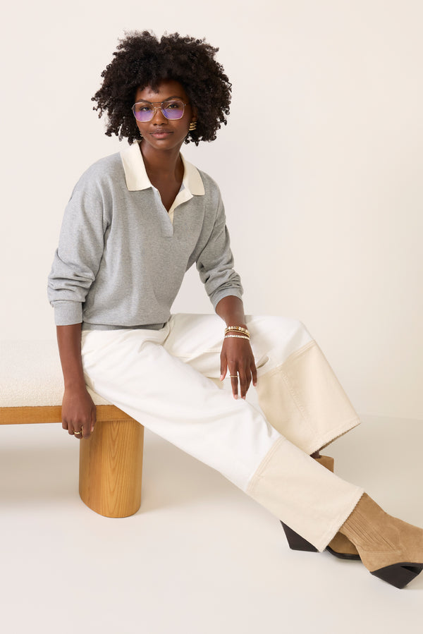 everve Angelina Polo Sweater Greyflannel