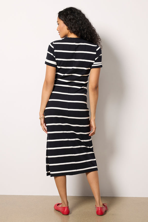 Everve Anna Twist Dress Black/Whitestripe