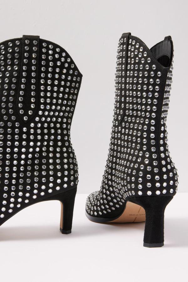 Everve Anzel Crystal Stud Boot Black