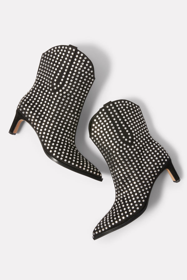 Everve Anzel Crystal Stud Boot Black