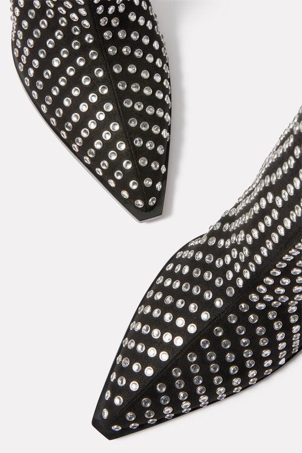 Everve Anzel Crystal Stud Boot Black