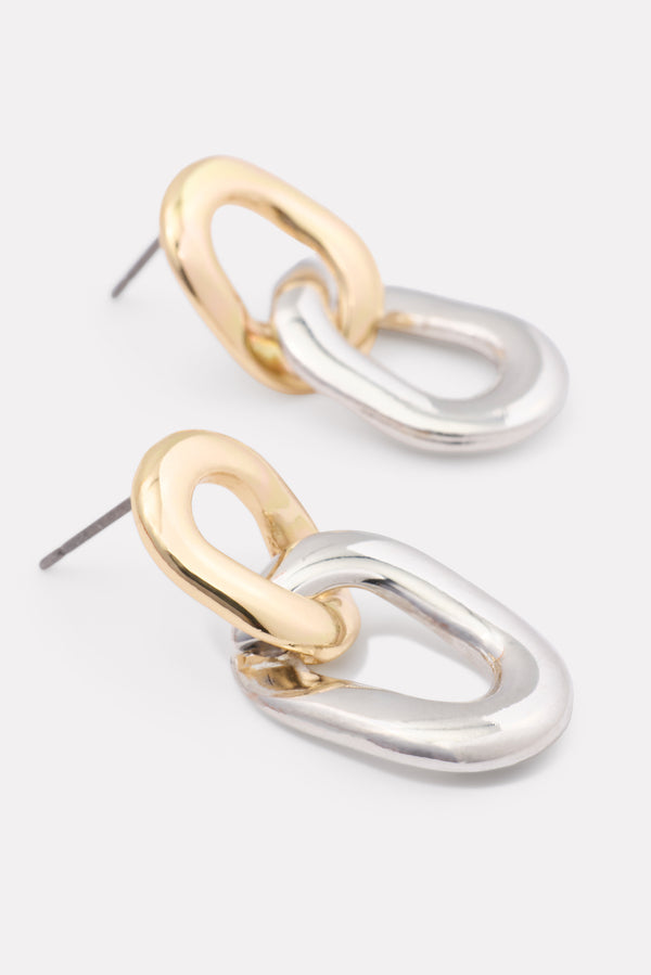 Everve Ari Two Tone Link Earrings Gold/Silver
