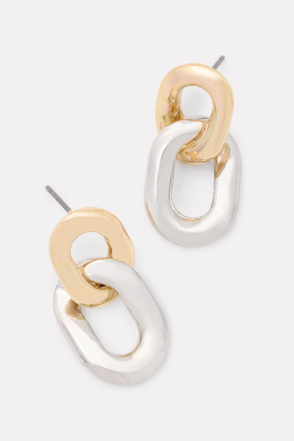 everve Ari Two Tone Link Earrings Gold/Silver