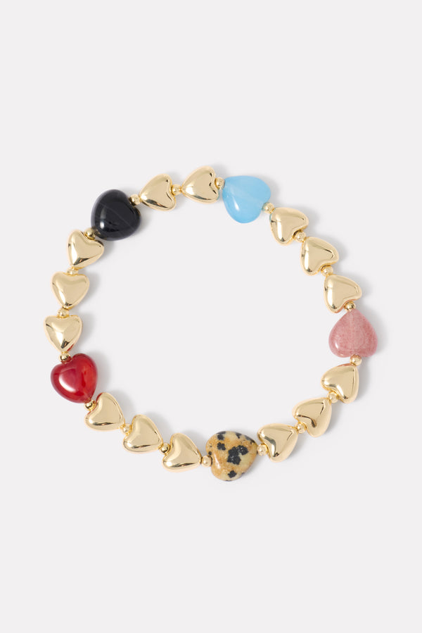 everve Aria Stone Heart Bracelet Gold/Multi