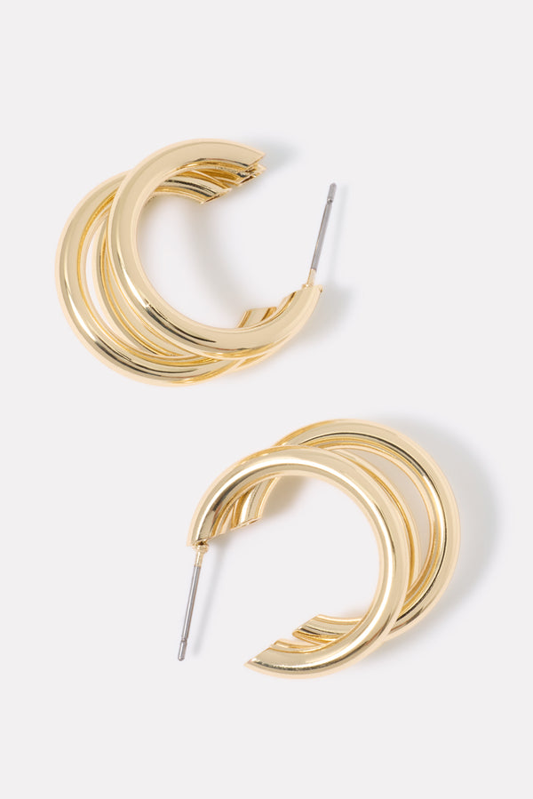 Everve Arianna Triple Hoop Gold