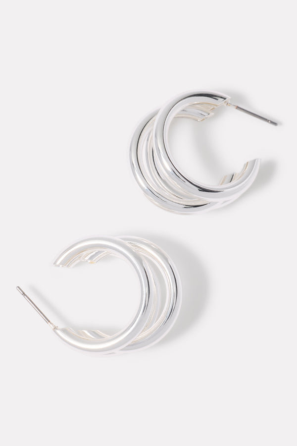 Everve Arianna Triple Hoop Silver