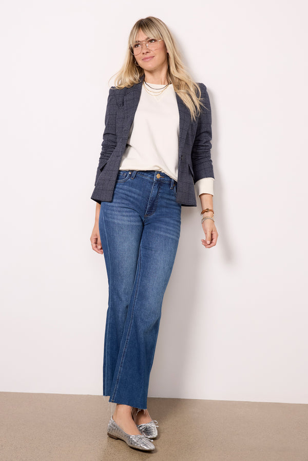 Everve Asher Plaid Blazer Navy