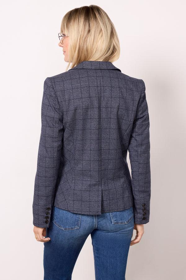 Everve Asher Plaid Blazer Navy