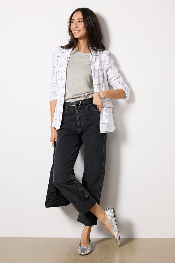 Everve Asher Windowpane Blazer Black/White