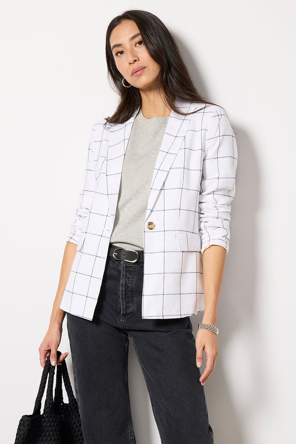 everve Asher Windowpane Blazer Black/White
